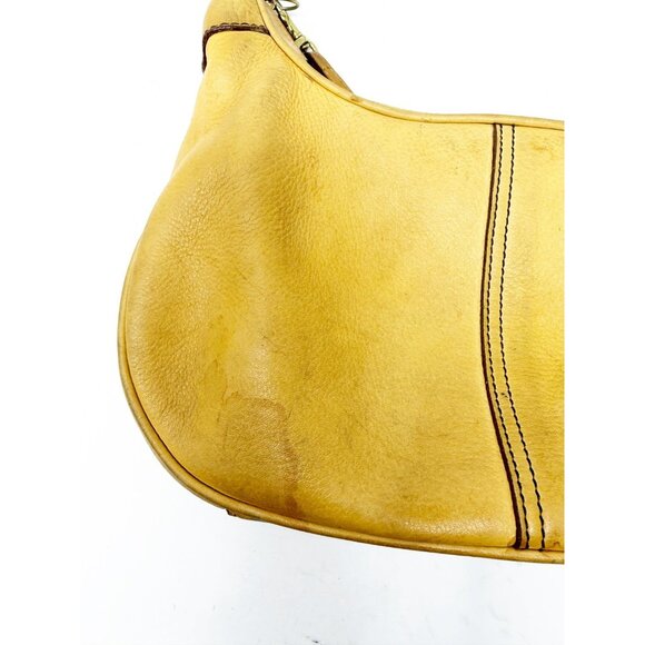 Coach Legacy Leather Hobo Shoulder Bag Brass Hardware Yellow Tan One Size - Picture 2 of 12